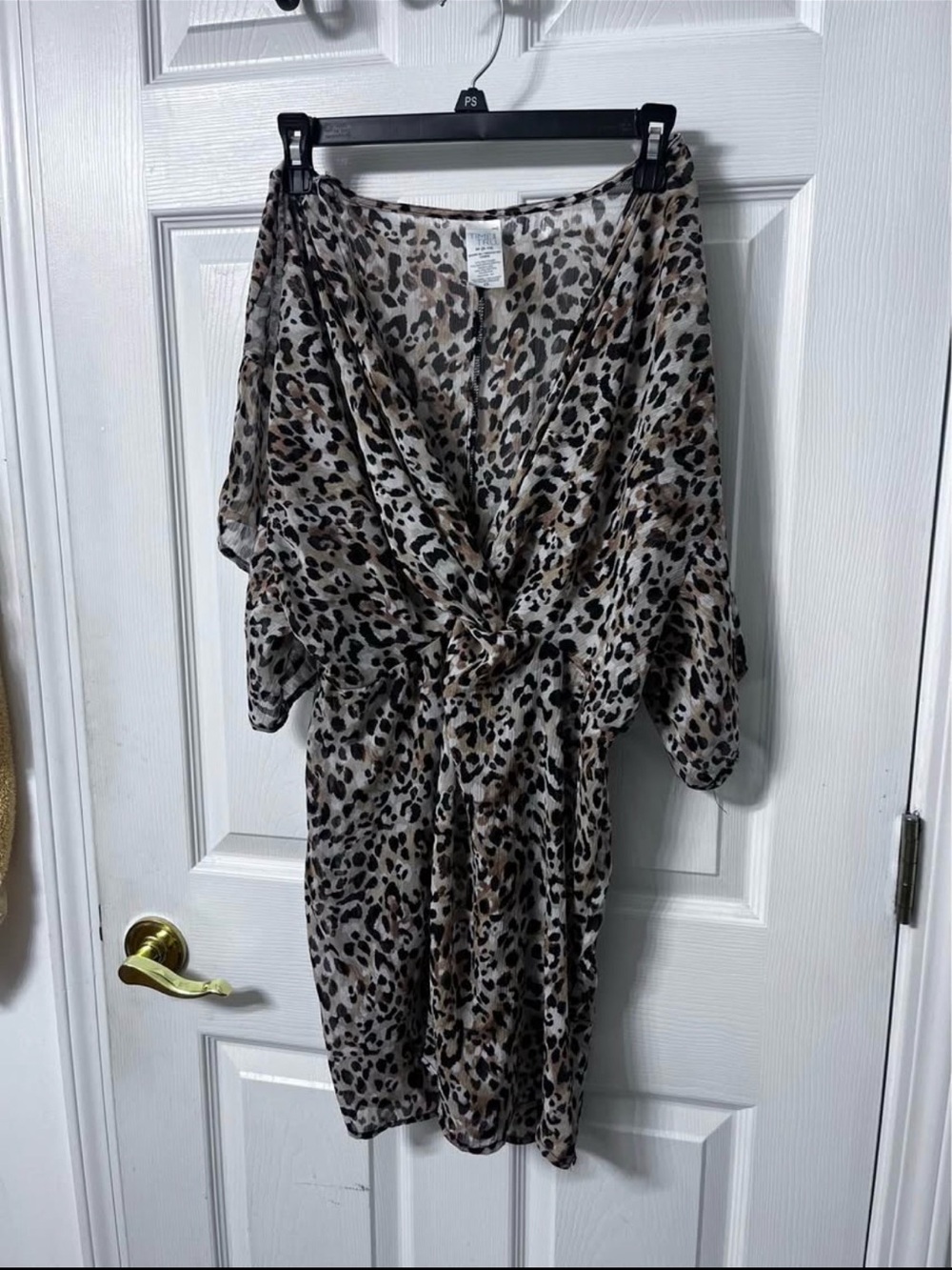 Time and Tru Leopard Print Twist-Front Swim Coverup - Beige/Brown